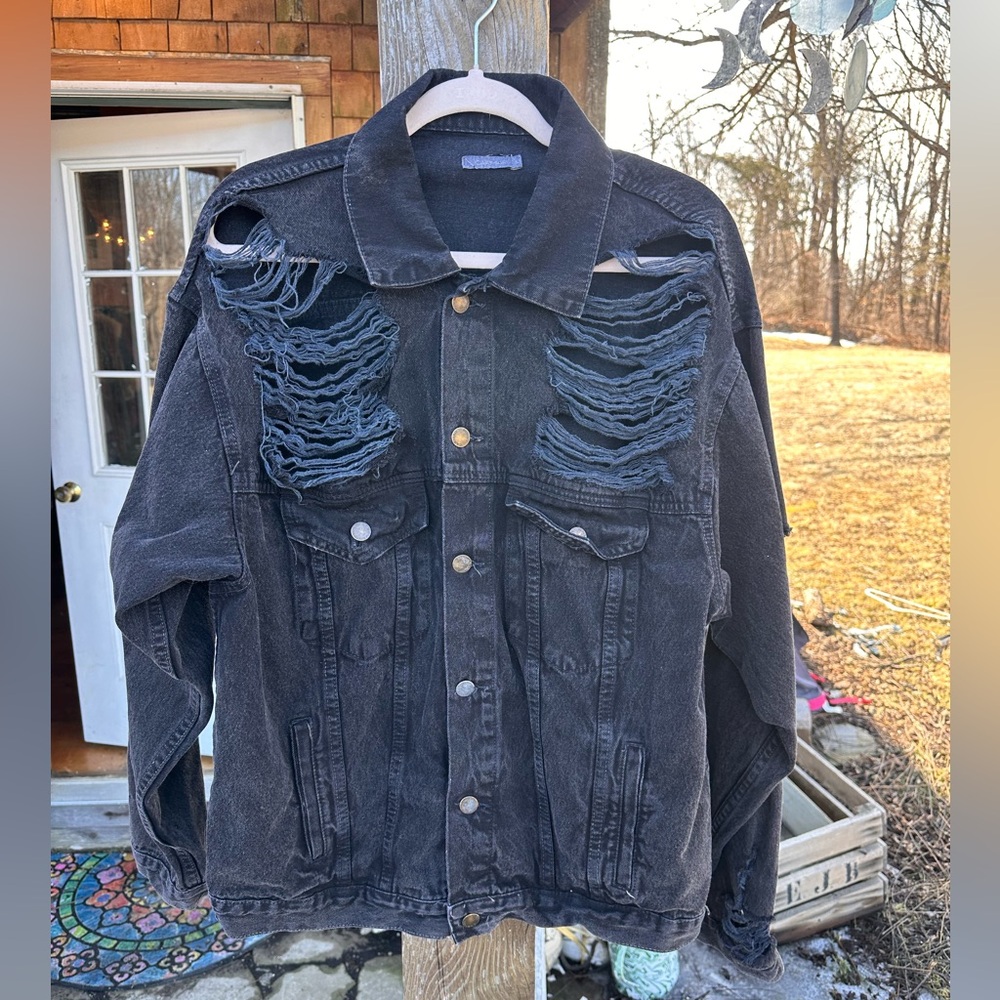 Carmar Distressed Denim Jacket in Black
